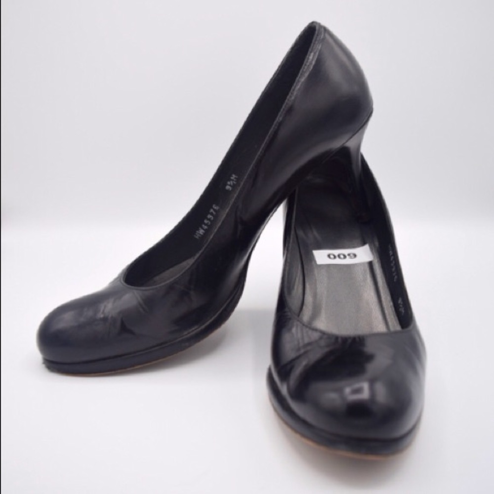 Black leather high heels size 9.5